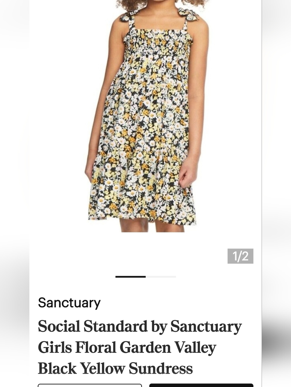 Social standard sanctuary dress girls size 6X flowers ties shoulders mom…